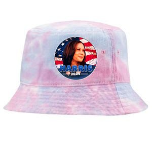 Vote Kamala Harris 2024 Election Emblem Tie-Dyed Bucket Hat