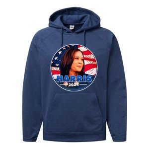 Vote Kamala Harris 2024 Election Emblem Performance Fleece Hoodie