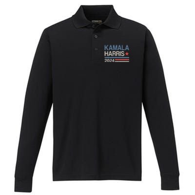 Vintage Kamala Harris 2024 For President Election Campaign Performance Long Sleeve Polo