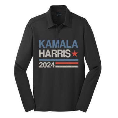 Vintage Kamala Harris 2024 For President Election Campaign Silk Touch Performance Long Sleeve Polo