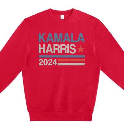 Vintage Kamala Harris 2024 For President Election Campaign Premium Crewneck Sweatshirt