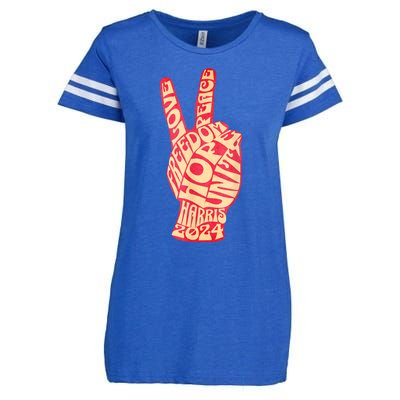 Vintage Kamala Harris 2024 For President Campaign Peace Sign Enza Ladies Jersey Football T-Shirt