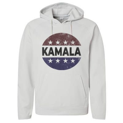 Vintage Kamala Harris 2024 For President Election Campaign Vneck Performance Fleece Hoodie