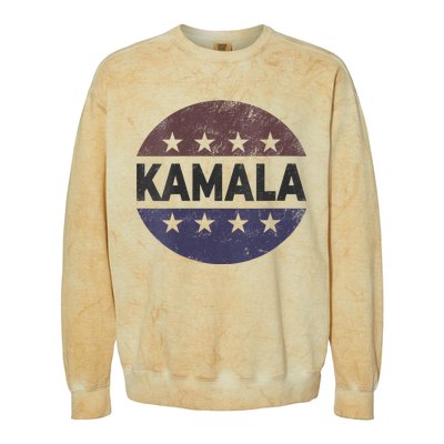 Vintage Kamala Harris 2024 For President Election Campaign Vneck Colorblast Crewneck Sweatshirt