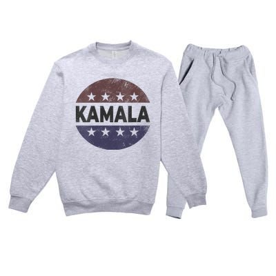 Vintage Kamala Harris 2024 For President Election Campaign Vneck Premium Crewneck Sweatsuit Set