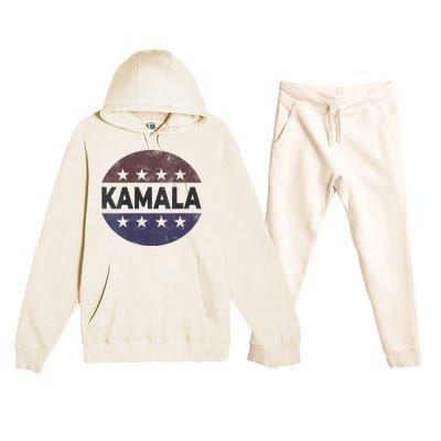 Vintage Kamala Harris 2024 For President Election Campaign Vneck Premium Hooded Sweatsuit Set