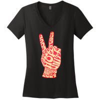 Vintage Kamala Harris 2024 For President Campaign Peace Sign Women's V-Neck T-Shirt