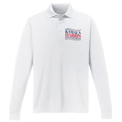 Vote Kamala Harris 2024 Finish The Job Performance Long Sleeve Polo