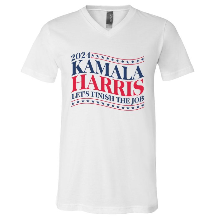 Vote Kamala Harris 2024 Finish The Job V-Neck T-Shirt