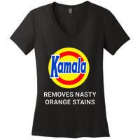 Vote Kamala Harris 2024 Removes Nasty Orange Stains Women's V-Neck T-Shirt