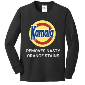 Vote Kamala Harris 2024 Removes Nasty Orange Stains Funny Kids Long Sleeve Shirt