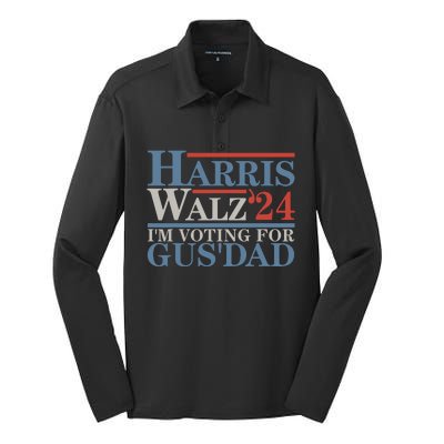 Vote Kamala Harris Walz 2024 Im Voting For Gus Dad Silk Touch Performance Long Sleeve Polo