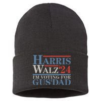 Vote Kamala Harris Walz 2024 Im Voting For Gus Dad Sustainable Knit Beanie