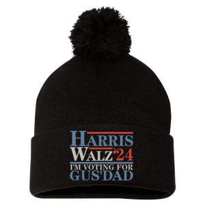 Vote Kamala Harris Walz 2024 Im Voting For Gus Dad Pom Pom 12in Knit Beanie