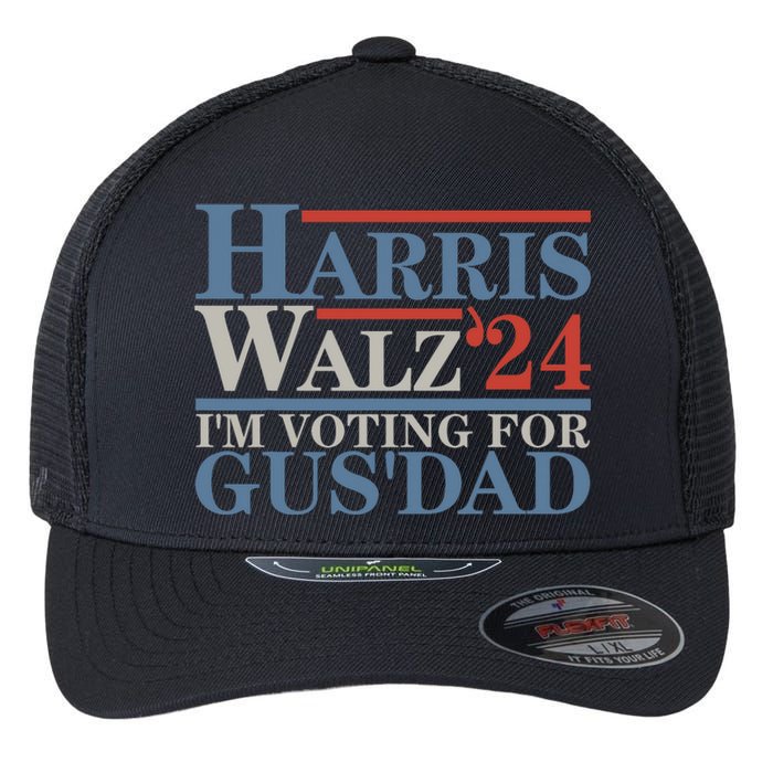 Vote Kamala Harris Walz 2024 IM Voting For Gus Dad Flexfit Unipanel Trucker Cap