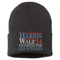 Vote Kamala Harris Walz 2024 IM Voting For Gus Dad Sustainable Knit Beanie