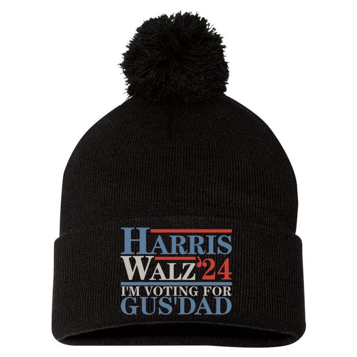 Vote Kamala Harris Walz 2024 IM Voting For Gus Dad Pom Pom 12in Knit Beanie