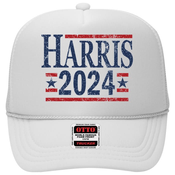 Vintage Kamala Harris 2024 High Crown Mesh Back Trucker Hat