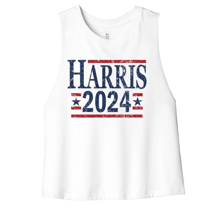 Vintage Kamala Harris 2024 Women's Racerback Cropped Tank