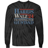 Vote Kamala Harris Walz 2024 IM Voting For Gus Dad Tie-Dye Long Sleeve Shirt