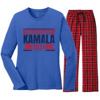 Vintage Kamala Harris Madam President 2024 Cute Gift Women's Long Sleeve Flannel Pajama Set 