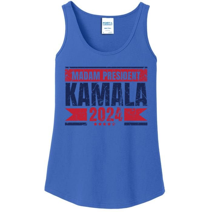 Vintage Kamala Harris Madam President 2024 Cute Gift Ladies Essential Tank