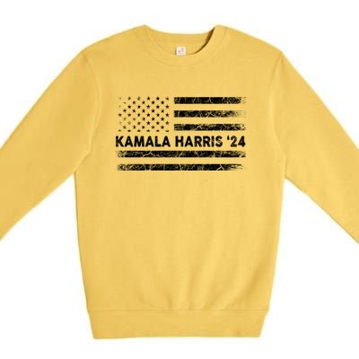 Vintage Kamala Harris 2024 For President Election Campaign Gift Premium Crewneck Sweatshirt