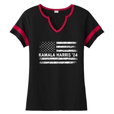 Vintage Kamala Harris 2024 For President Election Campaign Gift Ladies Halftime Notch Neck Tee