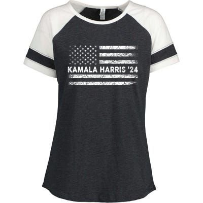 Vintage Kamala Harris 2024 For President Election Campaign Gift Enza Ladies Jersey Colorblock Tee