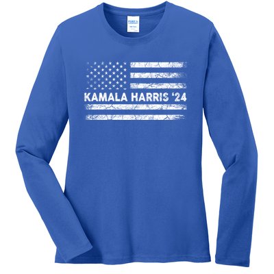 Vintage Kamala Harris 2024 For President Election Campaign Gift Ladies Long Sleeve Shirt