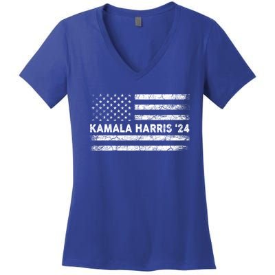 Vintage Kamala Harris 2024 For President Election Campaign Gift Women's V-Neck T-Shirt