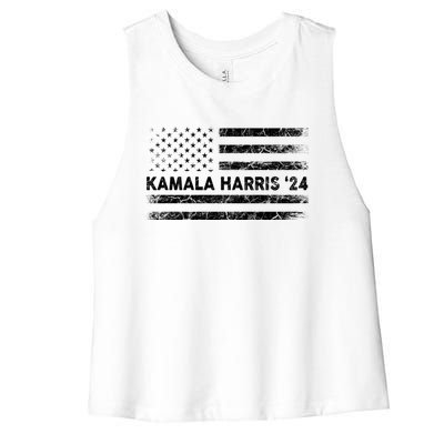 Vintage Kamala Harris 2024 For President Election Campaign Gift Women's Racerback Cropped Tank