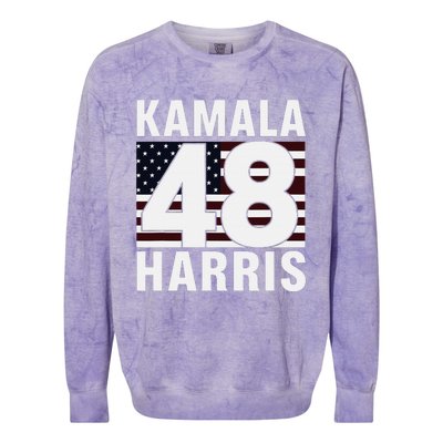 Vote Kamala Harris 48th 2024 For President Vintage Flag Colorblast Crewneck Sweatshirt