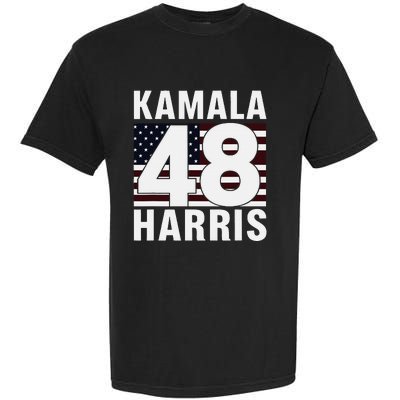 Vote Kamala Harris 48th 2024 For President Vintage Flag Garment-Dyed Heavyweight T-Shirt