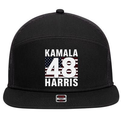 Vote Kamala Harris 48th 2024 For President Vintage Flag 7 Panel Mesh Trucker Snapback Hat