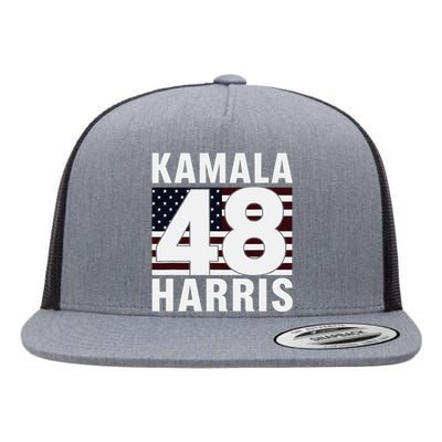 Vote Kamala Harris 48th 2024 For President Vintage Flag Flat Bill Trucker Hat