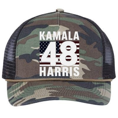 Vote Kamala Harris 48th 2024 For President Vintage Flag Retro Rope Trucker Hat Cap