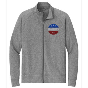 Vote Kamala Harris For President 2024 Button Usa Flag Stretch Full-Zip Cadet Jacket