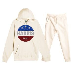 Vote Kamala Harris For President 2024 Button Usa Flag Premium Hooded Sweatsuit Set