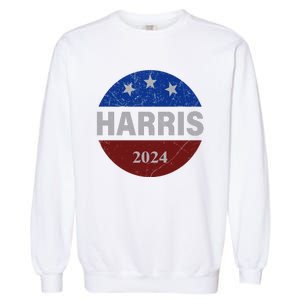 Vote Kamala Harris For President 2024 Button Usa Flag Garment-Dyed Sweatshirt