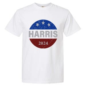 Vote Kamala Harris For President 2024 Button Usa Flag Garment-Dyed Heavyweight T-Shirt