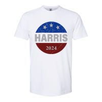 Vote Kamala Harris For President 2024 Button Usa Flag Softstyle CVC T-Shirt