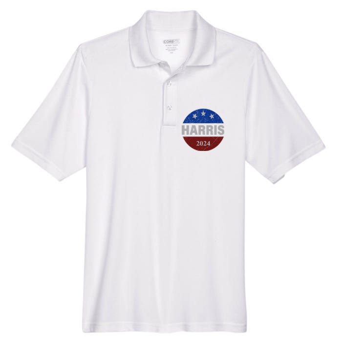 Vote Kamala Harris For President 2024 Button Usa Flag Men's Origin Performance Pique Polo