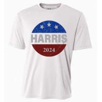 Vote Kamala Harris For President 2024 Button Usa Flag Cooling Performance Crew T-Shirt