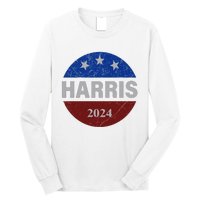 Vote Kamala Harris For President 2024 Button Usa Flag Long Sleeve Shirt