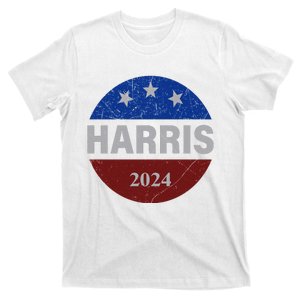 Vote Kamala Harris For President 2024 Button Usa Flag T-Shirt