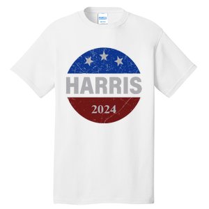 Vote Kamala Harris For President 2024 Button Usa Flag Tall T-Shirt