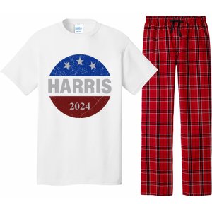 Vote Kamala Harris For President 2024 Button Usa Flag Pajama Set