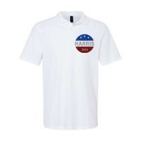 Vote Kamala Harris For President 2024 Button Usa Flag Softstyle Adult Sport Polo