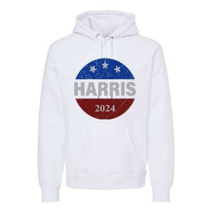 Vote Kamala Harris For President 2024 Button Usa Flag Premium Hoodie